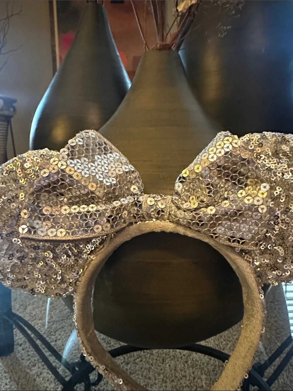 Sparkle Sequin Mouse Ear Headband — Silver